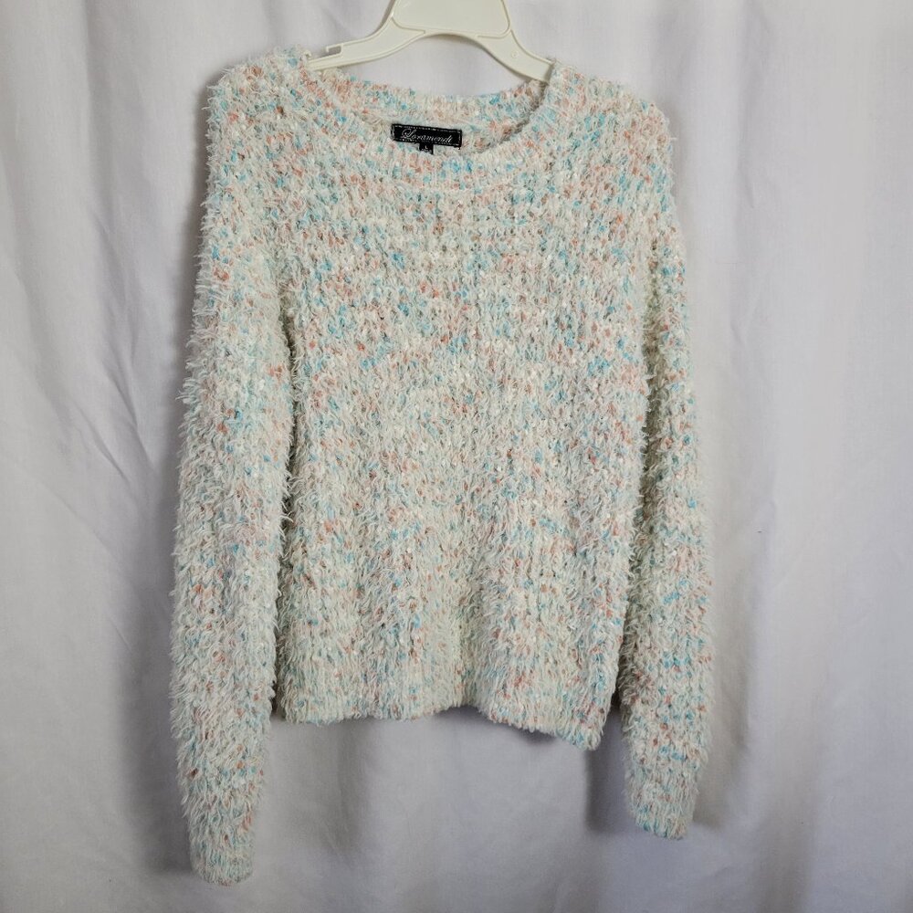 Loramendi Eyelash Sweater Large pastel cozy BOHO chic glam fairycore knit retro